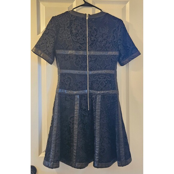 The Kooples Black Dress Zipper Back Lace Paris France Medium Unique - Picture 9 of 11